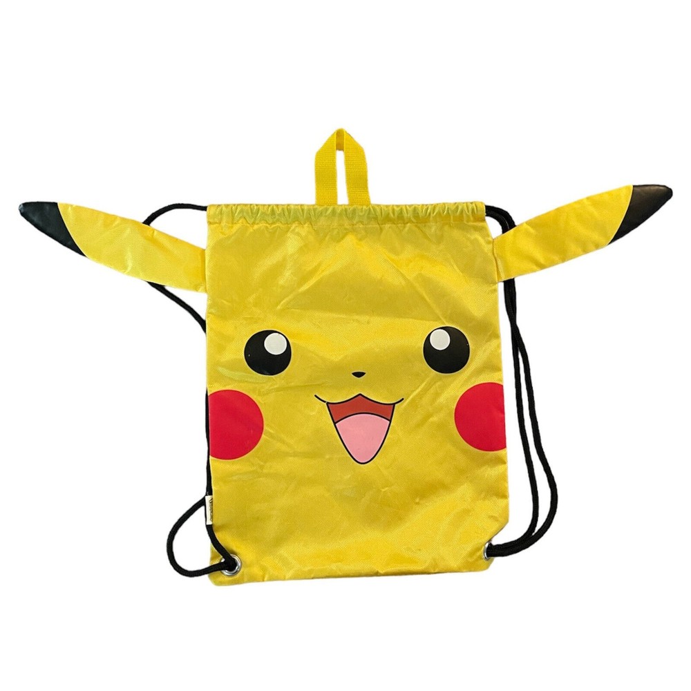 POKEMON Pikachu Yellow Cinch Sack 16" Draw String SLING Backpack Shoulder Bag